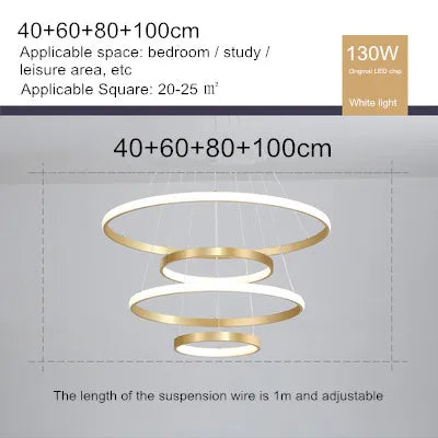 Lustre nordique moderne avec anneau lumineux et télécommande — LZ4X9P2