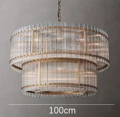 Lustre suspension LED double anneau en cristal doré — LZ4X9P2