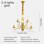 C 6 lumières Or / Lumière chaude / CHINE