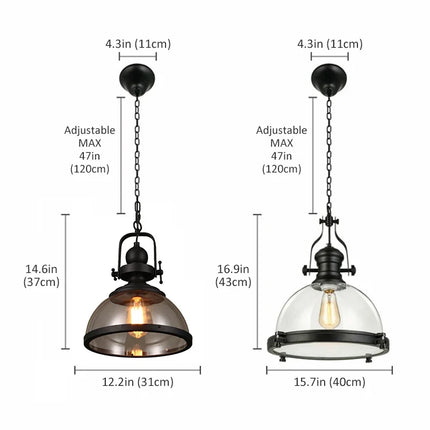 Suspension rétro en fer avec abat-jour en verre décoratif — LZ7XQ2