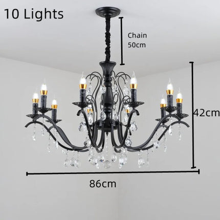 Lustre en fer forgé avec cristaux suspendus pour intérieur raffiné — LZ4X9P2