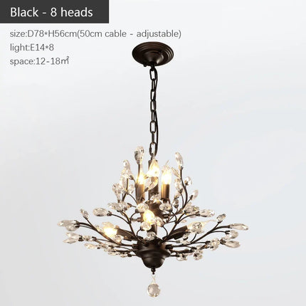 Suspension bougie LED style nordique en cristal pour salon et hôtel — LZ4T9X