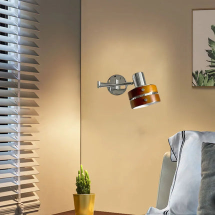 Applique murale américaine à bras long en bois et chrome évolutive — LZ4X9P
