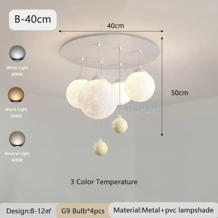 Lustre suspension 3D LED boule ronde lune intérieure — LZ4X9P