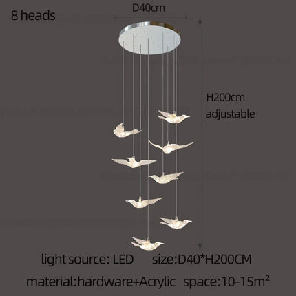 suspension LED décorative en forme d'oiseau idéale pour loft