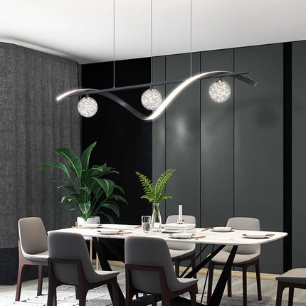 Lustre suspension boule en verre clair avec LED étoiles — LZ4X9P2