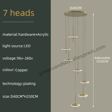 Lustre suspension LED créatif en acrylique doré style nordique — LZ4X9M