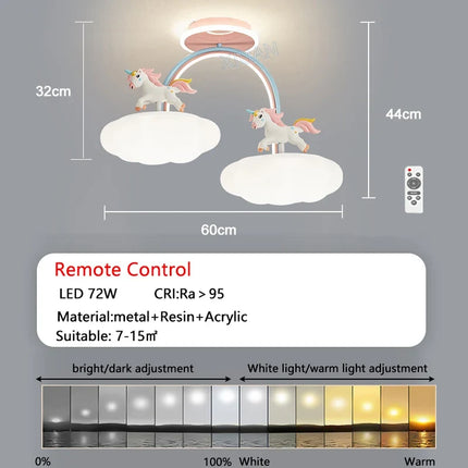 Lustre licorne pour enfants avec télécommande — LZ4G7N1