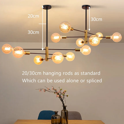 Lustre LED noir style Sputnik pour salon et salle à manger — LZ4X9P