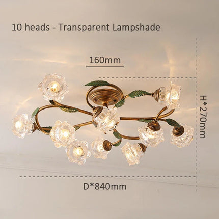 Plafonnier LED blanc motif fleur style campagne française pour salon et couloir — LZ3V9X1