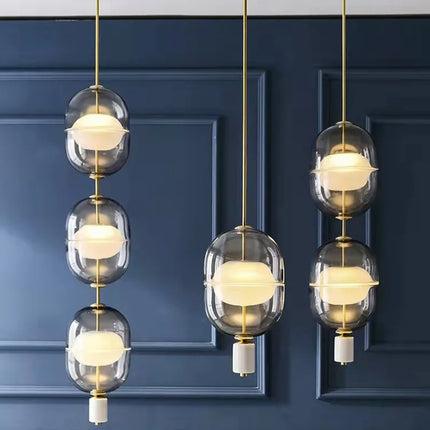 Suspension nordique en verre avec plafonnier marbre et métal — LZ4X9Q2