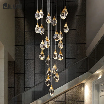 Lustre en cristal diamanté de luxe pour grand salon et escalier — LZ4X9P