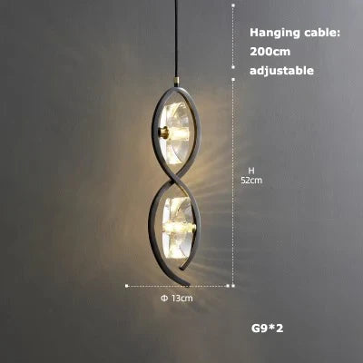 Suspension en verre cristal style art déco avec éclairage LED intégré — LZ4X9P2