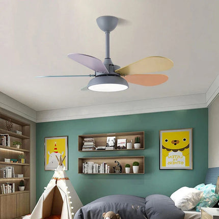 Plafonnier ventilateur LED moderne en bois avec télécommande — LZ4XJ9
