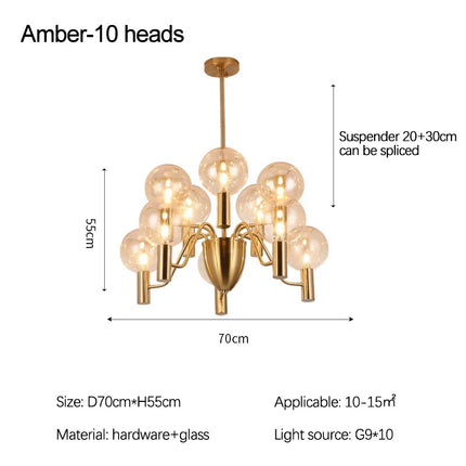 plafonnier led suspendu design moderne boule de verre luminaire décoratif