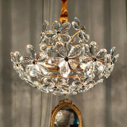 Lustre plafond rétro fleur en cristal LED luxe — LZ4X9T1
