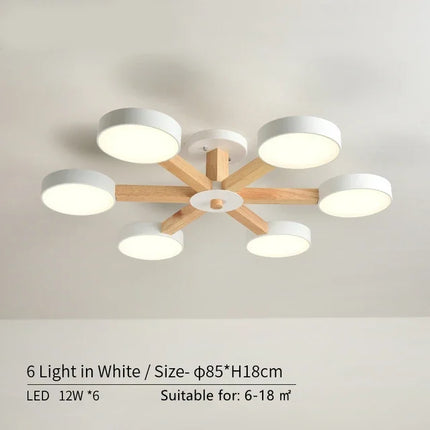 Suspension en bois moderne à 3, 6 ou 8 lumières LED pour salon et chambre — LZ4D9X