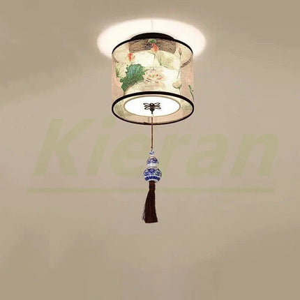 Plafonnier LED moderne motif lotus et oiseau pour hôtel et KTV — LZ4X9T
