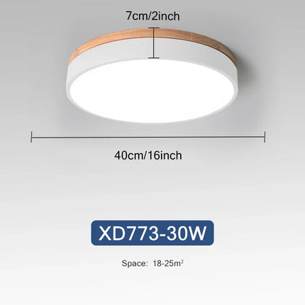 Rond 7 couleurs nordique LED plafonniers pour salon chambre plafonniers en bois 3 lumières couleur réglable couloir balcon