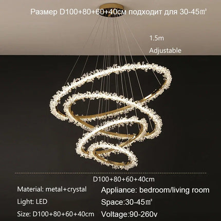 lustre nordique de luxe en cristal pour décoration moderne
