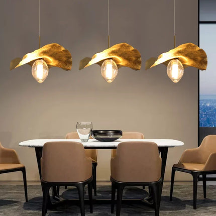 Lustre suspension nordique en cuivre forme feuille de lotus — LZ4Q7X9