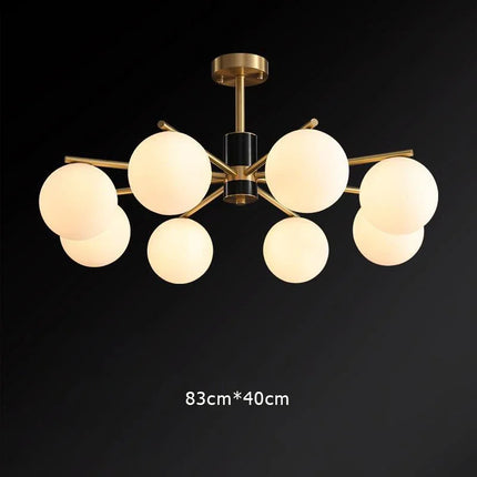 Suspension luxe en cuivre doré avec globes en verre blanc — LZ4X9P2