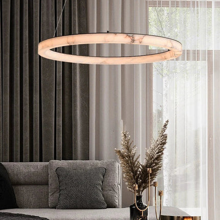 Lustre LED rond en marbre véritable — LZ7QX2