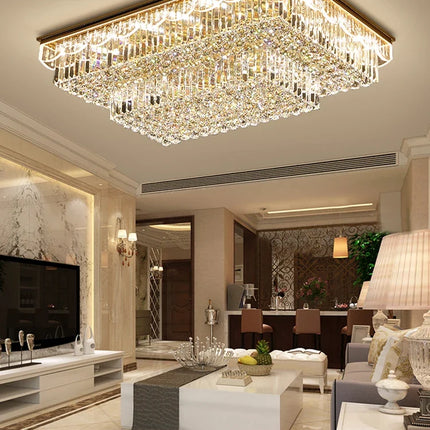 Plafonnier LED variable en cristal et acier inoxydable pour intérieur moderne — LZ7D4Q