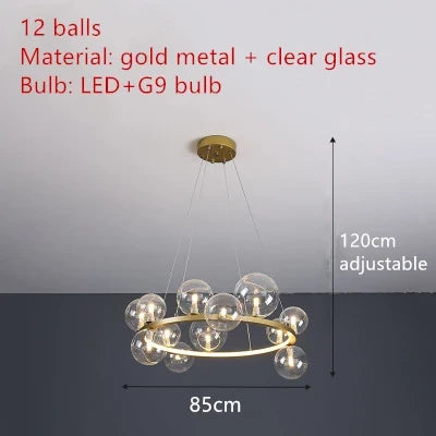 lustre en métal avec boule en verre pour décoration intérieure
