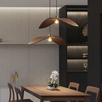 Lustre en bois style wabi-sabi avec LED pour escalier de loft — LZ4R9T1