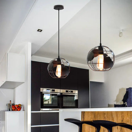 Suspension métal avec abat-jour globe style industriel moderne — LZ4X9T