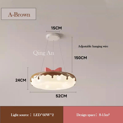 Lustre en forme de donut avec nœud rose pour chambre enfantine — LZ4P9XQ