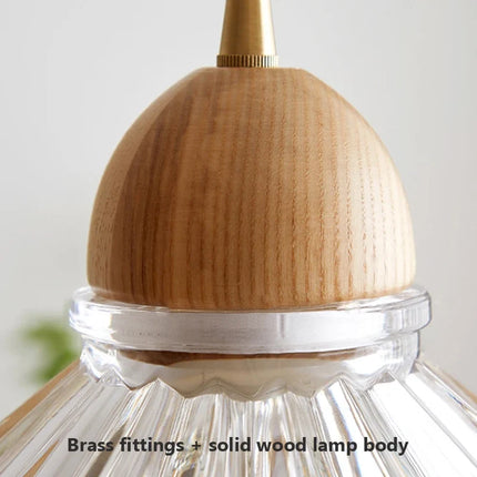 Lustre nordique en bois et verre avec LED japonais — LZ4X9Q7