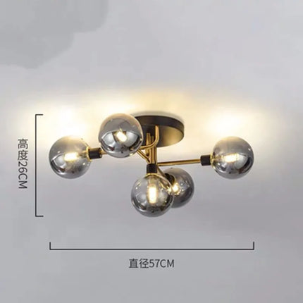 Plafonnier en verre doré et métal au design moderne — LZ4QJ7M
