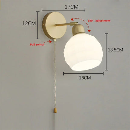 Applique murale nordique en verre avec interrupteur métal réglable — LZ4X9T