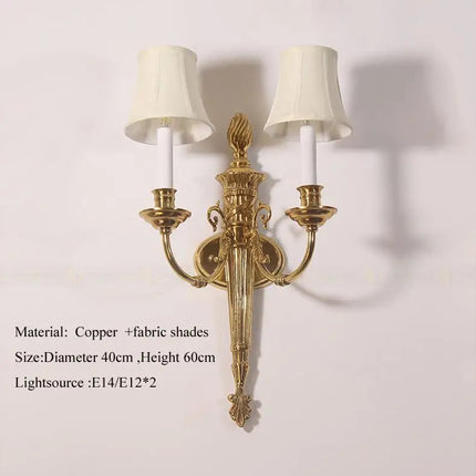 Applique murale LED double tête cuivre style nordique rétro — LZ4X9P2