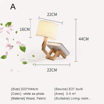 Lampe à poser en bois avec abat-jour en tissu décoratif moderne — LZ4X9M2