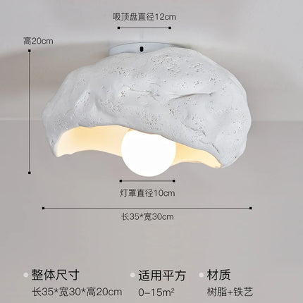 Plafonnier LED en résine style japonais Wabi-Sabi pour décoration silencieuse — LZ4XJ9