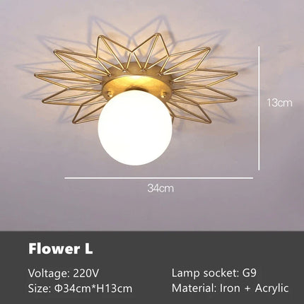 Plafonnier doré luxe style nordique feuille de lotus en montage surface — LZ4P9XQ