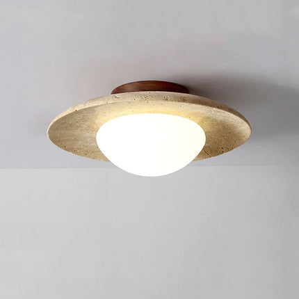 Plafonnier disque en travertin style wabi sabi pour intérieur et extérieur — LZ4X9M