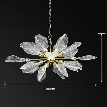 Lustre moderne en métal avec feuilles décoratives élégantes — LZ4X9P