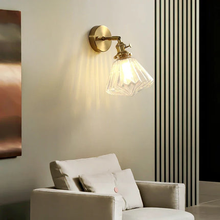 Applique murale nordique en cuivre avec abat-jour en verre LED — LZ4X9T2