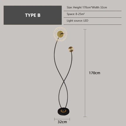 Lampadaire nordique avec horloge LED intégrée — LZ4X9JQ