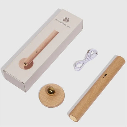 Applique murale rotative en bois avec chargement USB et gradation tactile — LZ4X9P2