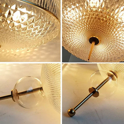 Suspension en verre champagne avec structure métal doré 3000K — LZ4X9M
