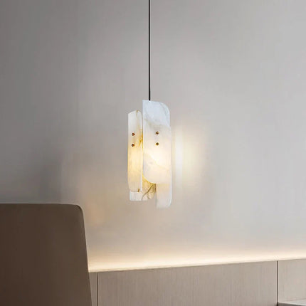 Suspension en marbre véritable avec fil cuivre et ampoule ajustable — LZ4G7Q2N