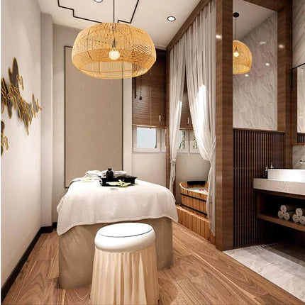 Suspension vintage en rotin style chinois pour intérieur élégant — LZ4M9Q2N