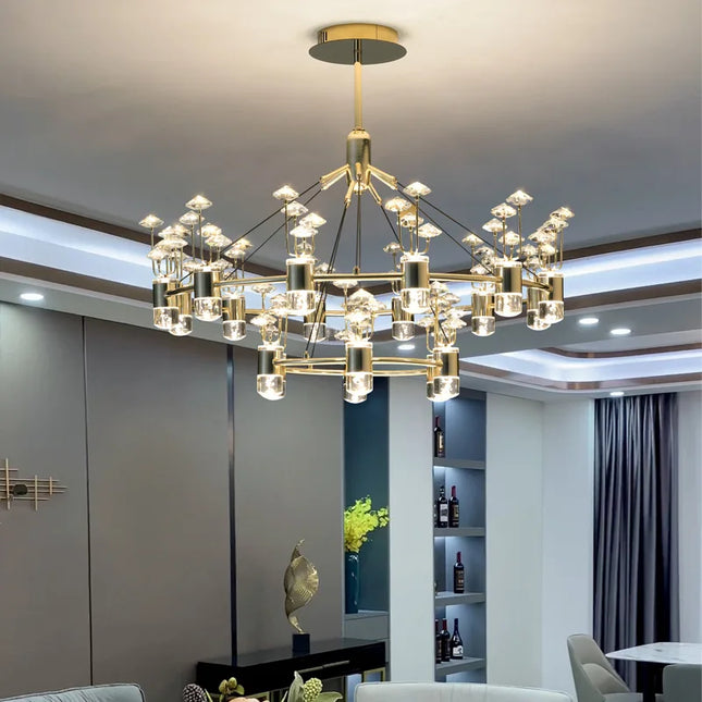 Lustre long en cristal avec branche simple en aluminium style européen — LZ4X9M