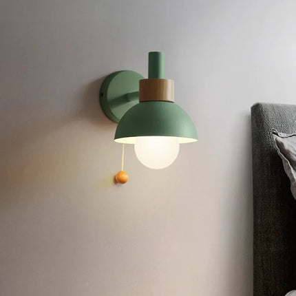 Applique murale en bois à interrupteur à tirette style nordique — LZ4X9T