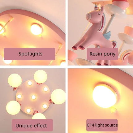 Lustre LED moderne carrousel style princesse pour enfants — LZ4XJ9